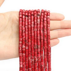 여러 가지 빛깔의 튜브 모양 비즈 바다 퇴적물 돌 수제 DIY 팔찌 목걸이 보석 제작용 느슨한 4x4mm, 01 4x4mm about 85pcs, 01 red