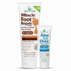 Miracle Foot Repair 크림 (28.3g(1온스) / 12팩) 건조하고 갈라진 뒤꿈치와 발을 회복 60% 순수 울트라 알로에 보습 부드러움 및 회복