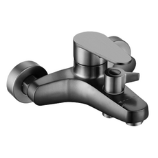 304不銹鋼槍灰旋鈕三聯水龍頭 浴室冷熱水混合閥 時尚簡約設計 易於安裝, 1個