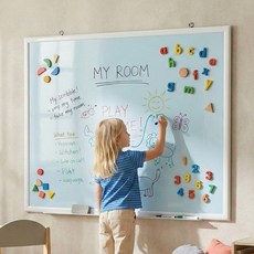 블루 칼라자석보드 (화이트우드) 600X900mm칠판 벽걸이형 화이트보드판 컬러, 화이트우드