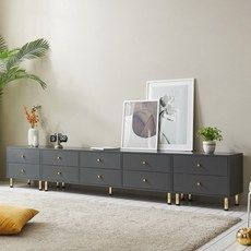 파로미 TV 2단 서랍 거실장 2700 티비다이 세트, 그레이