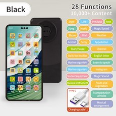 아기 학습 휴대폰 장난감 조기교육 영어 음악 놀이 화면, Black-Phone