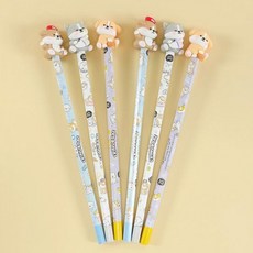 이리눕개 캐릭터 피규어 연필 세트 6본입 B심 2개 어린이 선물, 이리눕개 캐릭터 피규어 연필 세트 6본입 B심 2개 어