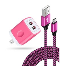 킨들 파이어 태블릿용 안드로이드 고속 충전기 - 킨들 파이어 7 HD 8 HD 10 플러스 키즈 에디션 키즈 프로 HDX 7인치/8인치 삼성 J8 J7 프로 S6 S, Micro, Pink