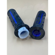 光陽機車節流套管組：奔騰V1 雷霆G5超5適用，副廠握把手把套/加油握把總成, 有洞(可裝平衡端子)  黑藍色,雙油線