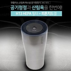 앤플러스 차량용 탁상용 공기청정기 공기청정기 공기정화기 휴대용공기정화기 충전식공기정화기 휴대용공기청정기+커머스연구소Shop, 블랙