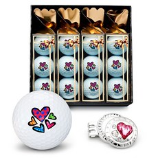 골프공 선물 셋트 3피스 고반발 베르티니 오브제 더즌 셋트 VOC-D, 1개, 12개입, 하트 로즈