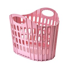 노빌리움 접이식 빨래바구니 이동식 틈새 빨래 보관함, 핑크