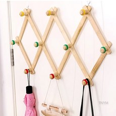 벽부착옷걸이 원목 자바라 행거 옷걸이, 고무링, 1