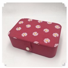 針線盒 針線包 手縫針 縫衣針 家用高擋針綫盒套裝龍鳳金剪刀便攜可愛宿捨學生針綫包縫紉小工具, 1個, 大菊花收納盒（紅色）空盒子