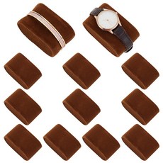 12개 벨벳 소재의 팔찌 및 시계 진열용 쿠션 (타원형 코코넛 브라운 색상 3.2x7.1x4.4cm 지름: 185mm), 야자갈색