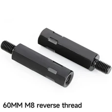 호환더긴 확장 검은 오토바이 백미러 어댑터 M8 8mm M10 10mm 반 시계 방향 오른쪽 왼손 스레드 변경 나사, 14 Anticlockwise M8-60