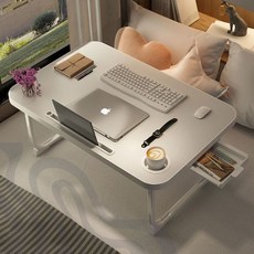 접이식 침대 테이블 좌식 노트북 책상 라운드 원형 화이트 홈오피스 재택근무 독서대, 펄화이트