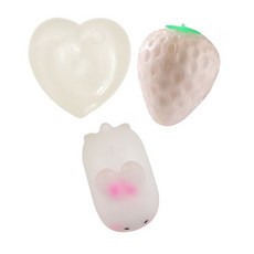 BenF Joy 러브러브 스트로베리 래빗 말랑이 주물럭 모찌 쫀득 촉감 놀이 햇빛 변색 매직 마술 장난감 슬라임 스트레스 애착 인형 젤리, 1세트, 화이트