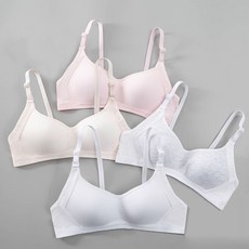 IEDUOS 주니어 부터 성인 소녀까지 순면 3단계 브라 4종 세트 여자 청소년 학생 노와이어 면 스판 브래지어