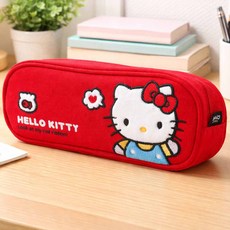 산리오 KOREA 헬로키티 파우치 학생 필통, 1개, 레드