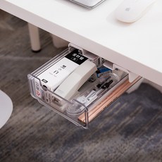 桌下隱藏式抽屜收納盒 辦公室桌面整理文具雜物, 小號(尺寸深20x寬18x高7.5cm)