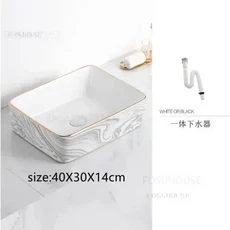 현대식 카운터탑 세면대 가정용 욕실 싱크대 소형 발코니 호텔 홈스테이 세라믹, 19 G 40X30 single basin