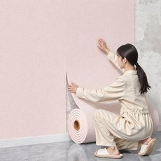 Lunoire 셀프 DIY 고강도 접착 단열 폼 벽지 시트지 XPE 재질 화이트, 분홍색