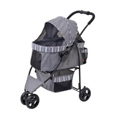 胖頭龍批發工廠 GEX 57538 愛犬推車三輪穩定型，大地色/丹寧色，寵物外出必備, 灰色, 1個