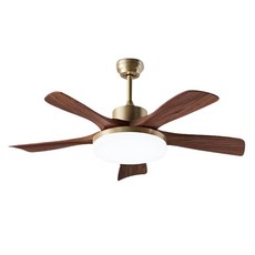 HC77A 古銅色胡桃木吸頂款吊扇, HC77A古銅+胡桃木色五葉(吊杆款)手機APP+變頻遙控+無極調光