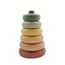 까사드로잉 실리콘 스태킹 유아 링 컵 쌓기 아기 링 끼우기, 1개