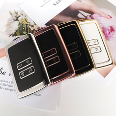 바이어블 르노삼성 호환 자동차 tpu 스마트키 키케이스 키홀더 4버튼, 화이트골드 (VA-TA42)