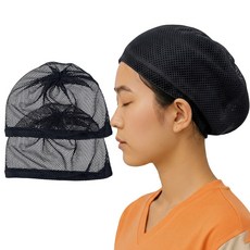 루시드림 국산 사우나 한증막 찜질방 모자 망사 캡 1+1, 2개, 블랙