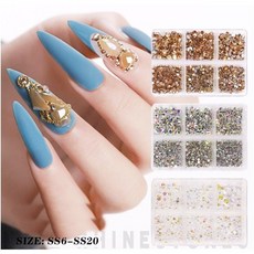 네일 원형평스톤 6종, 1개, AB오팔, 네일스톤 6종세트