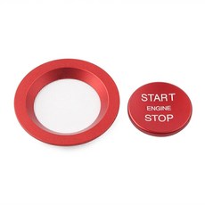 2件套 紅色 鋁合金 外圈 一鍵啟動按鈕蓋 引擎發動鈕 引擎開關鍵 覆蓋式黏貼 適用 12-22 Evoque, 1個