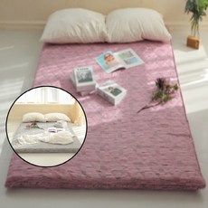 바닥 1인용 손님용 토퍼 자취침대 바닥 손님용 토퍼, 싱글1인용(요커버+요솜)_핑크