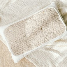 Ma lolotte 嬰兒枕套嬰幼兒吸汗枕墊新生兒 100 支純棉, 米黃鴨_嬰兒汗水枕套