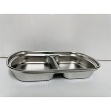 304不鏽鋼分隔盤，韓式三格設計，調味佐料小菜碟，分隔配菜醬料，多功能餐盤, 正方形2格醬油盤, 1個