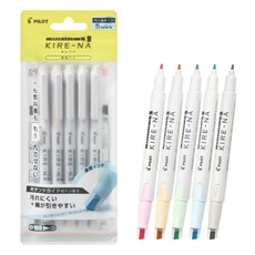 PILOT 키레나 형광펜 5색 세트, 1개, 페일 (키레나 5색)