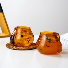 卡通小兔杯玻璃杯隔熱可愛造型杯創意牛奶杯咖啡杯早餐杯水杯, 1個