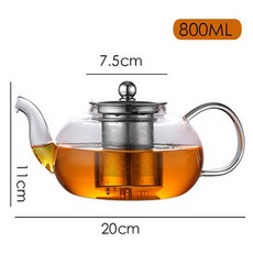 주전자 내열 유리 냄비 세트 커피 DRINKWA 스테인레스 스틸 스트레이너, 800ml, 1개