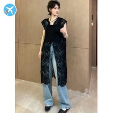 캐주얼 롱 시스루 레이어드 여름 레이스 아이템 빅사이즈 간편한 착용 조끼