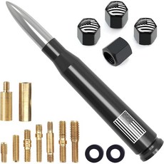 미국 국기 자동차 안테나 캡 (검정), 5.5인치, 은색