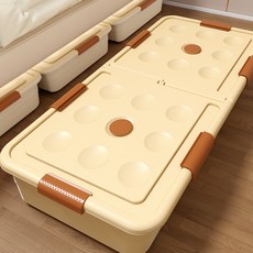 床底收納箱扁平家用帶輪抽屜式衣服被子整理床下收納盒儲物箱, 奶油黃【60*38*16】,1個裝, 1個