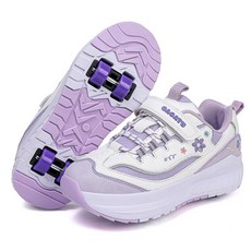 PHTEER 자수 플라워 운동화 휠리스 스케이트 롤러 롤러슈즈 F12, 자주색, 1개