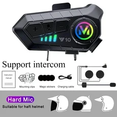 Y10 오토바이 헬멧 블루투스 헤드셋 2000Mah 슈퍼 긴 대기 무선 핸즈프리 방수 스피커 이어폰, 04 Intercom Hard MIC