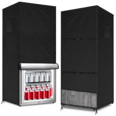 Coldairsoap 야외 냉장고 커버 방진 냉동고 직립 냉동고/음료 보호용 컴팩트 5-7.5입방 피트 실외용(실버 58.4cm x 142.2cm(23인치 23인치 56인치), 블랙, 33" x 33" x 67"