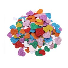 [훈민] 반짝이 EVA 스티커 하트 약100개 혼합랜덤 유치원 환경 꾸미기 글리터 입체 스티커 카드