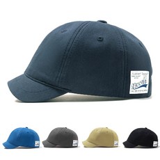 패치 숏캡 힙스터 스트릿 챙 짧은 볼캡 남자 여자 커플 모자, 네이비, 1개