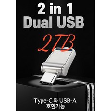 휴대폰 컴퓨터 겸용 대용량 메모리 USB 3.0 실버 2테라, 1개, 2TB