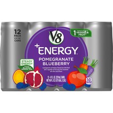 V8 +에너지 그린 티 함유 주스 음료 석류 블루베리 V8 +Energy Juice Drink with Green Tea Pomegranate Blueberry 8 F, 237ml, 12개