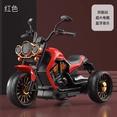 전동 삼륜차 충전식 원격조종 탑승 완구, 전기 구동, 1개, 고급 로즈레드 이중 초대형 블루투스 1