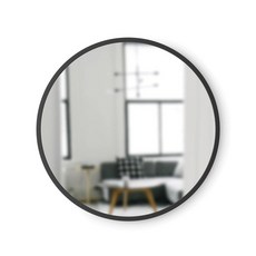 Umbra 고무 프레임이 있는 허브 원형 벽 거울 욕실 입구 거실 등을 위한 현대적인 스타일 45.7cm(18인치) 블랙