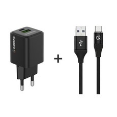언박싱 듀얼 USB A C타입 33W 초고속충전기 + 브랙스 패브릭 C타입케이블, 1개, 블랙, 2m