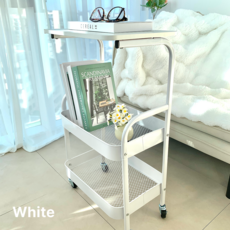 이지니아 프리미엄 모던 이동식 트롤리, 3단, 화이트
